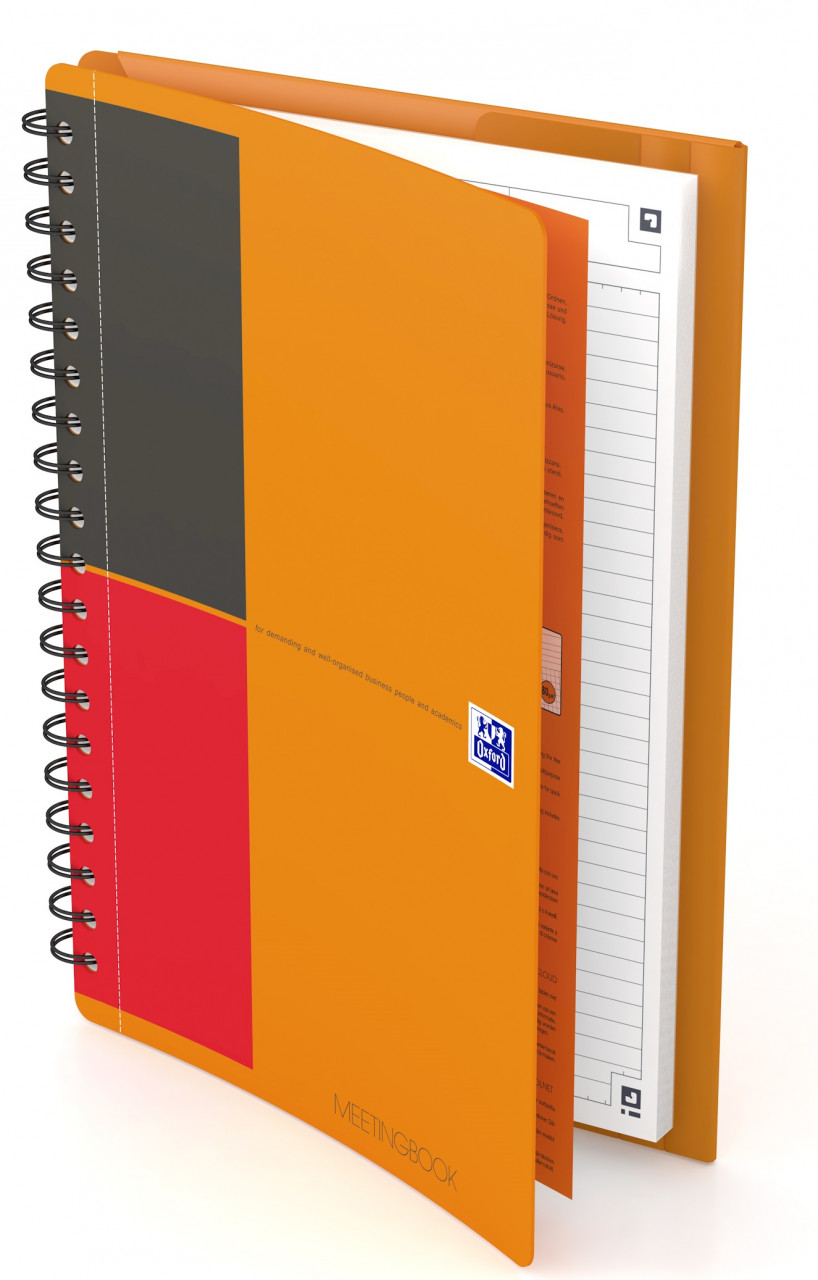 Caiet cu spirala B5, OXFORD Int. Meetingbook, 80 file - 80g/mp, Scribzee, coperta PP - dictando