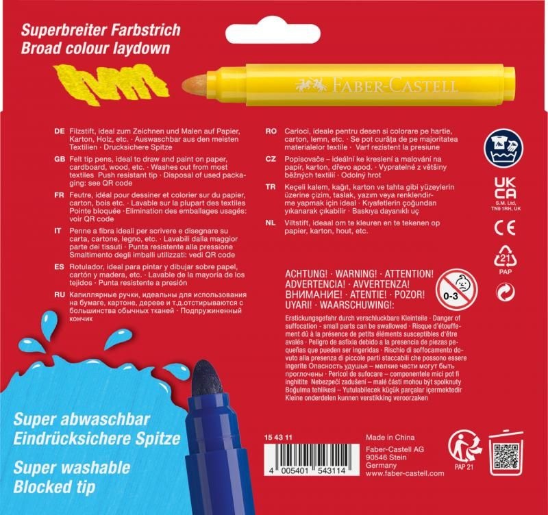Carioca 12 culori Jumbo Superwashable Faber-Castell - 1 | YEO