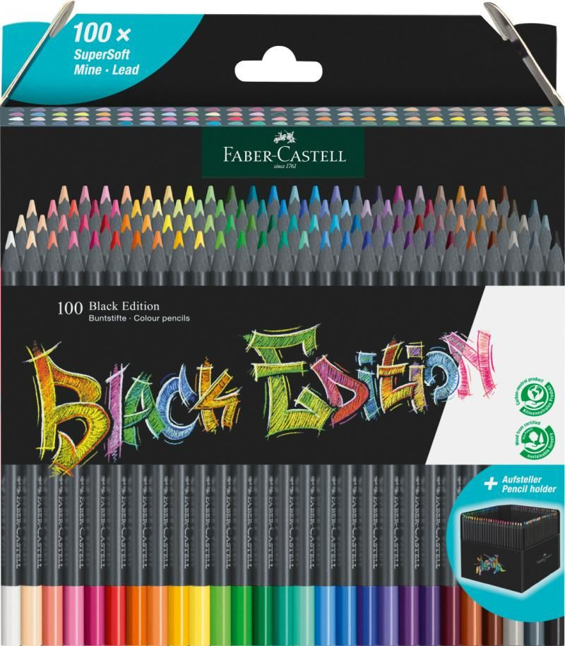 Creioane colorate, 100 culori, Black edition, Faber-castell - 1 | YEO