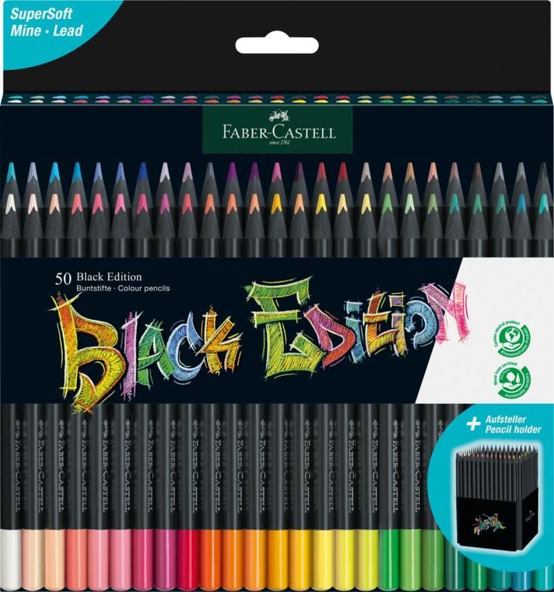 Creioane colorate, 50 culori, Black edition, Faber-castell - 1 | YEO