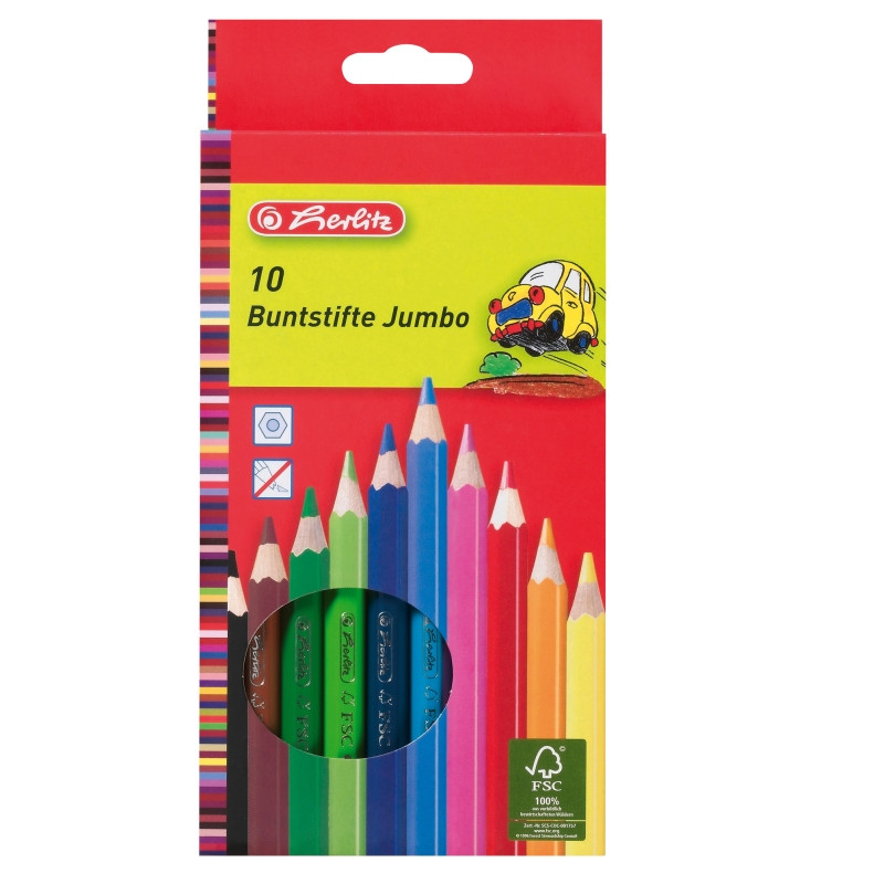 Creioane colorate Herlitz Jumbo, 10/set