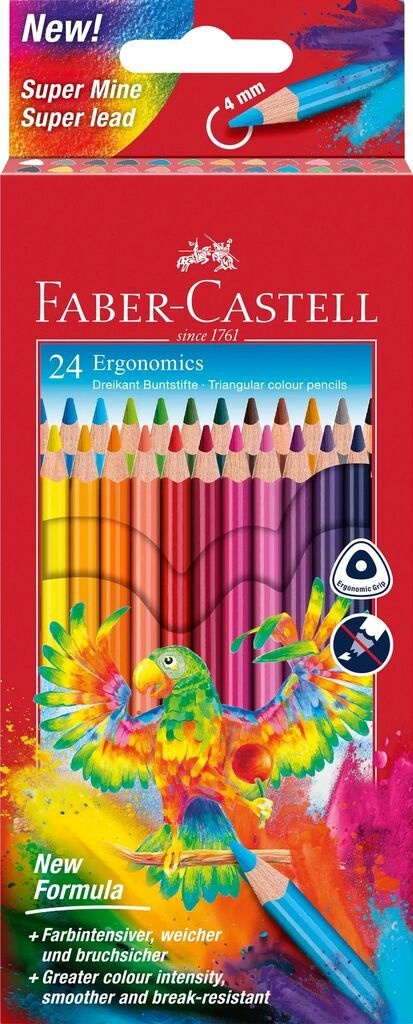 Creioane colorate triunghiulare Faber-castell Ergonomics, 24 culori