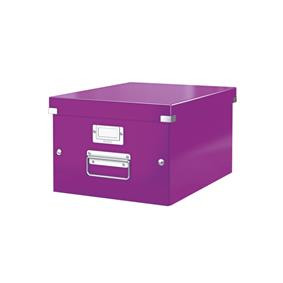 Cutie depozitare carton laminat Leitz Click & Store Medie A4 cu colțuri metalice și suport etichetă