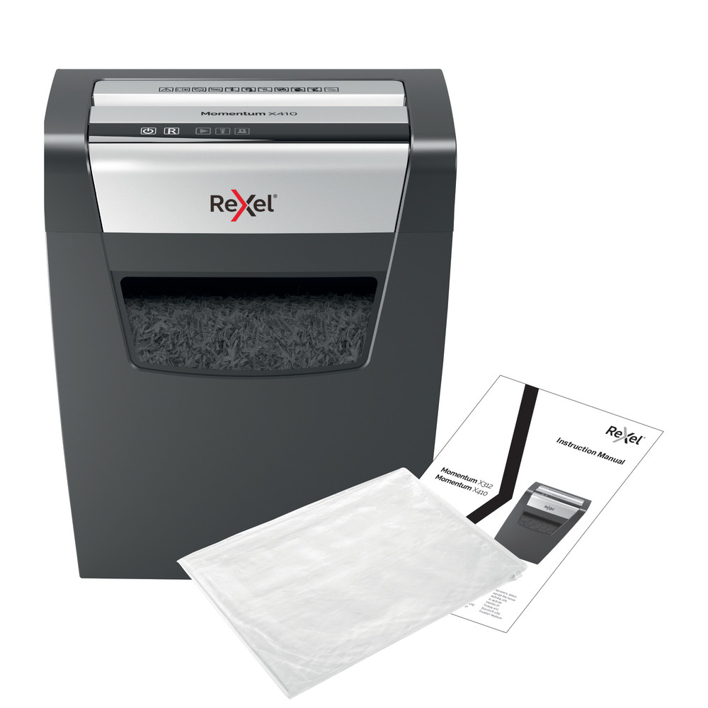 Distrugător de documente manual REXEL MOMENTUM X410, 10 coli, P4, cross-cut (confeti) - 1 | YEO