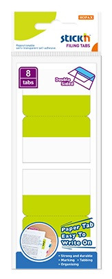 Film index autoadeziv cu tab din hartie, dubla fata, 51 x 72mm, 8 buc/set, Stick