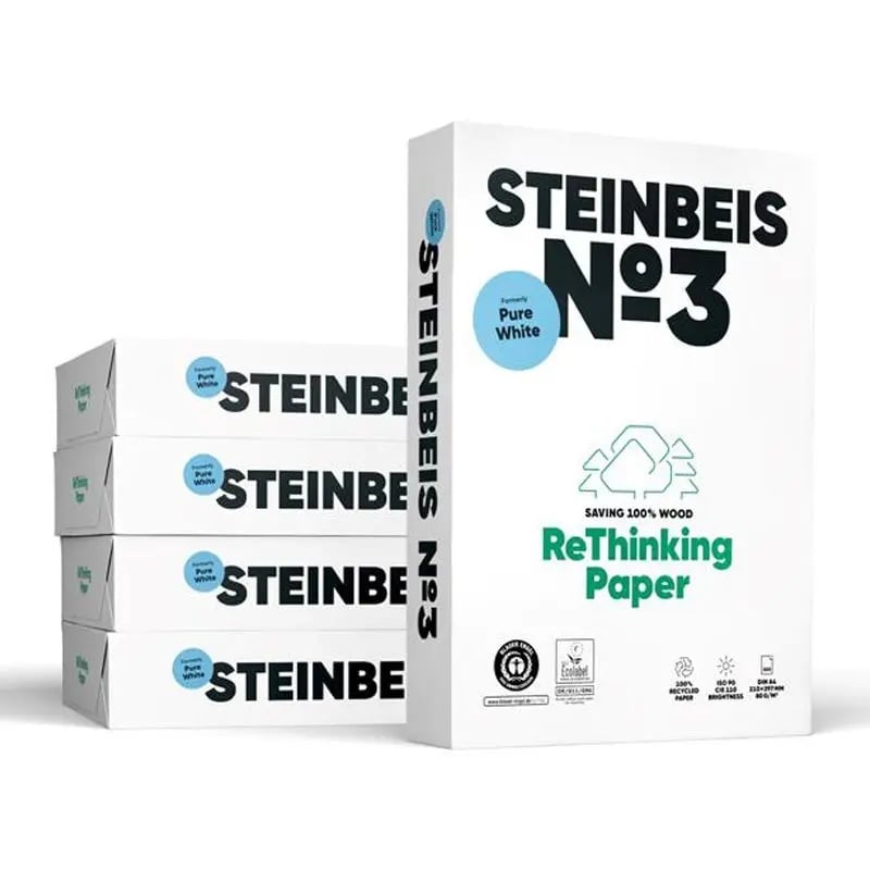 Hartie copiator reciclată, A4, 80 g/mp, 500 coli/top, STEINBEIS Classic White No.3