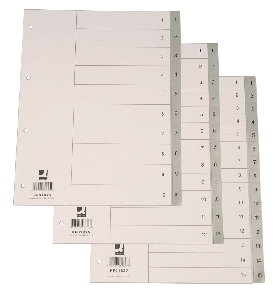 Index plastic Q-Connect A4 numerotat 1-10 120 microni gri