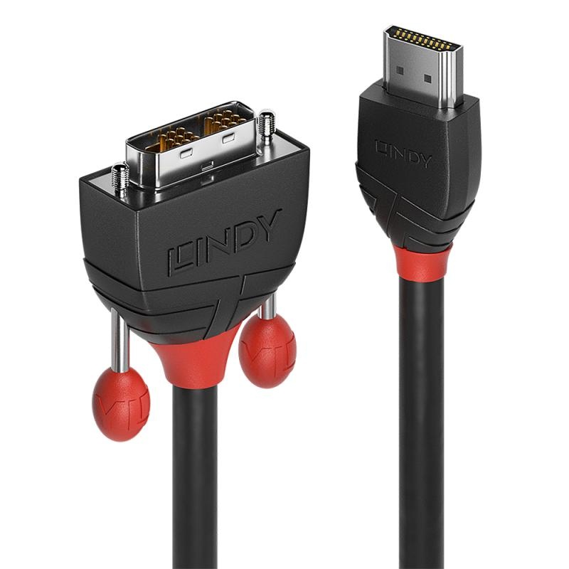 Lindy 5m HDMI to DVI-D Cable, Black Line - 3 | YEO