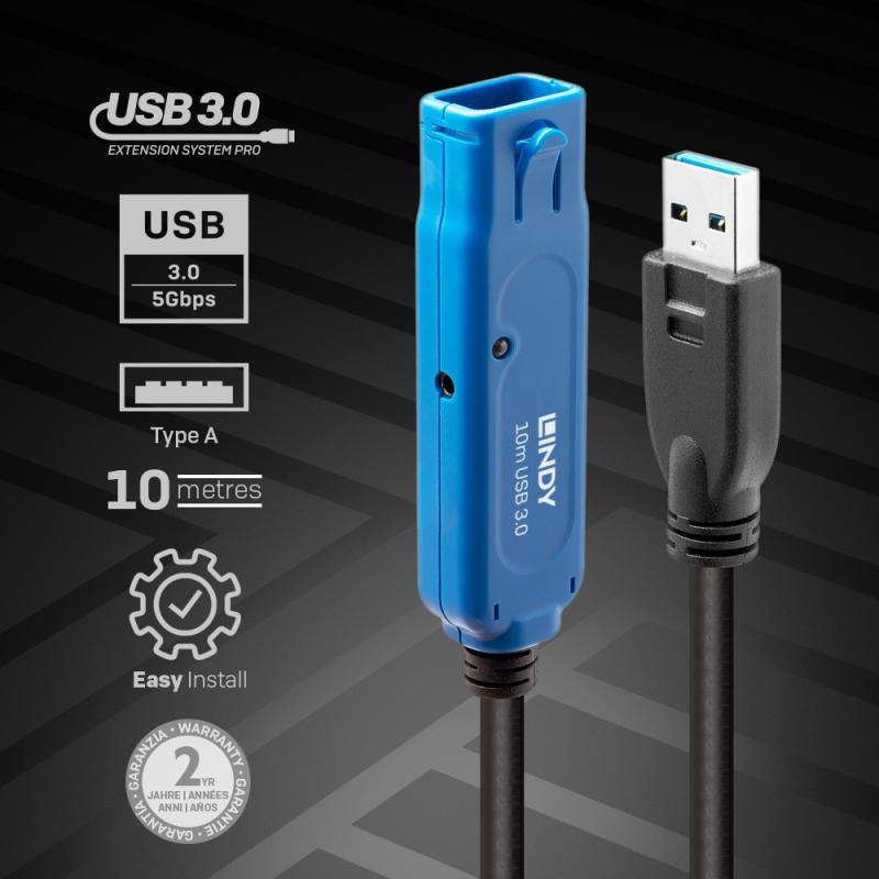 Lindy Cablu USB 3.0 Ext. Activ 10m Pro - 3 | YEO