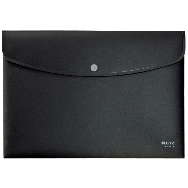 Mapa plastic cu capse Leitz Recycle A4 CO₂ neutru 80% reciclat negru