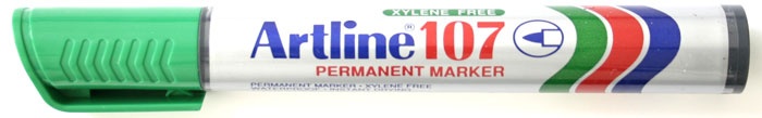 Marker permanent Artline 107, corp plastic, vârf rotund 1.5mm - verde