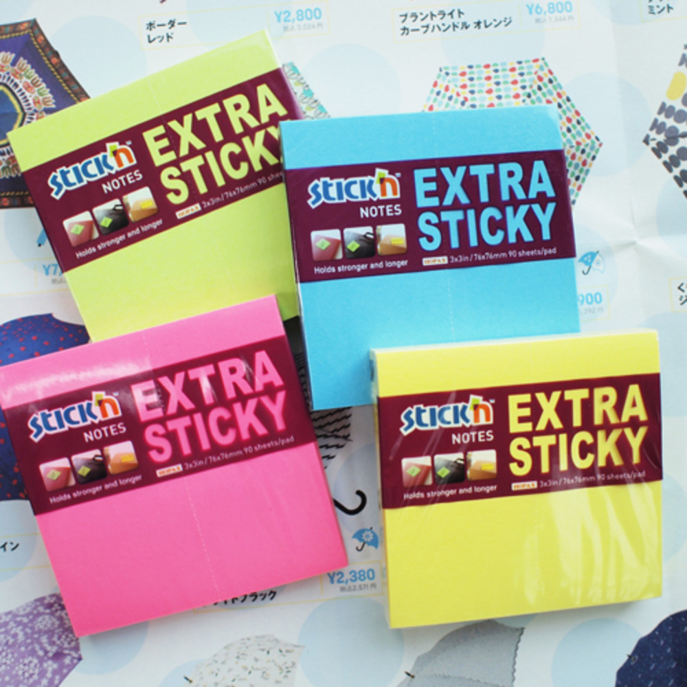 Notes autoadeziv extra-sticky 76 x 76mm, 90 file, Stick