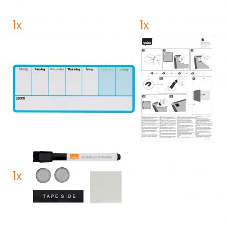 Organizator magnetic săptămânal, 14x36 cm, albastru, NOBO - 1 | YEO