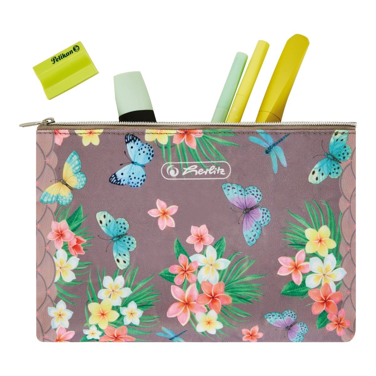 Penar neechipat fete, 1 fermoar, Dimensiuni 21x12cm, plat tip Etui, Motiv Ladylike Butterflies Herlitz - 2 | YEO