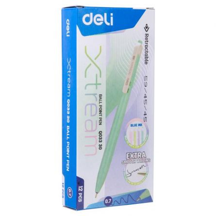 Pix cu mecanism Deli, 0.7mm, corp pastel albastru - 2 | YEO