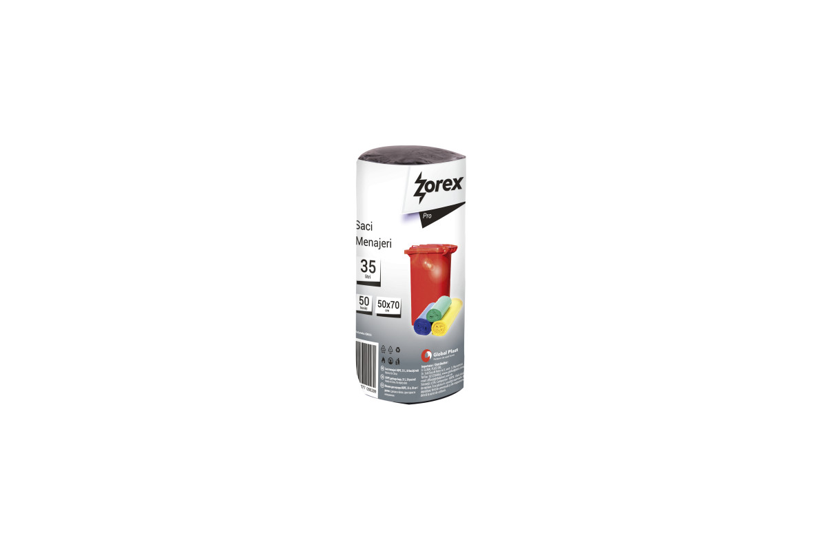 Saci menajeri Zorex Pro, 35L, negru, 50 buc/rola