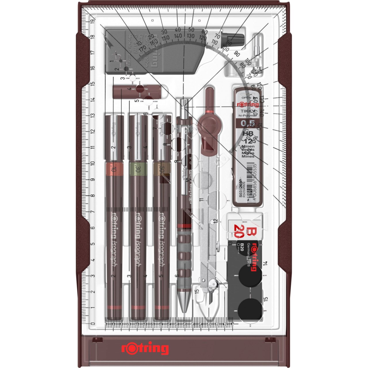 Set 3 Tragator cu Tus Rotring Isograph Master 0.1 / 0.3 / 0.5 - 1 | YEO