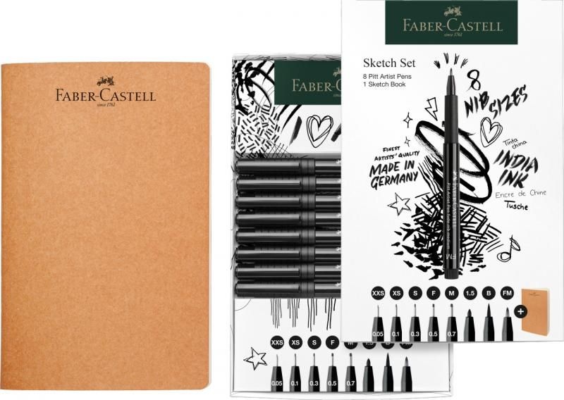 Set Faber-castell Pitt artist pen sketching 8 bucati + sketchbook - 1 | YEO