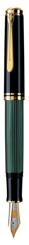 STILOU SOUVERAN M1000 M,PENITA AUR18K,ACCESORII PLACATE CU AUR,CORP NEGRU-VERDE