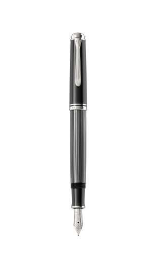 STILOU SOUVERAN M605 STRESEMANN F, PENITA AUR 18K, ACCESORII PLACATE CU PALADIU, CORP ANTRACIT/DUNGI