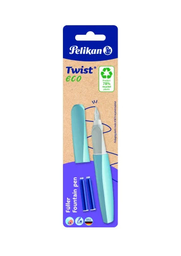 Stilou Twist Penita M, 2 rezerve albastre, blister - 1 | YEO