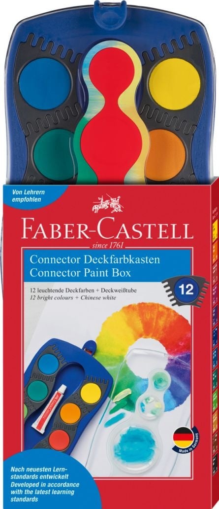 Acuarele 12 culori Connector albastre Faber-Castell