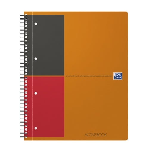 Agendă Oxford Internațional Active Book, A4+ 80 file, hârtie Optik 90g/mp, spiră dublă, scribzee, dictando, culoare portocalie