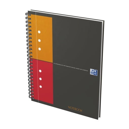 Agendă Oxford Internațional Notebook, A5+ 80 file, hârtie Optik 90g/mp, spiră dublă, scribzee, pătrățele, culoare portocaliu - 1 | YEO