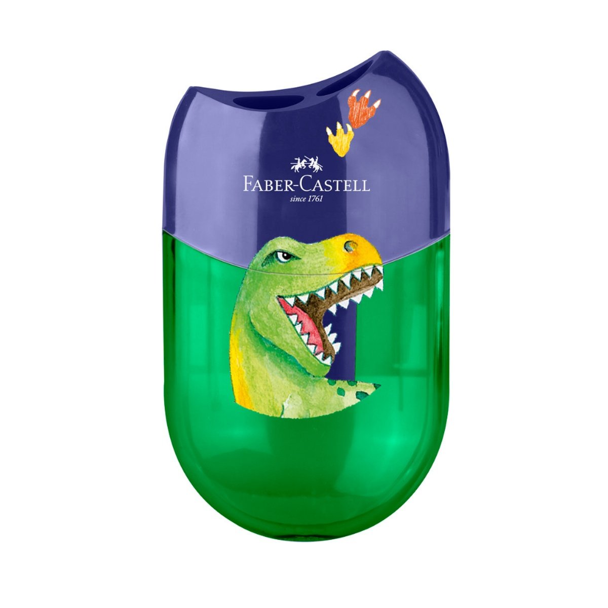 Ascuțitoare plastic dublă cu container unicorni și dinozauri Faber-castell