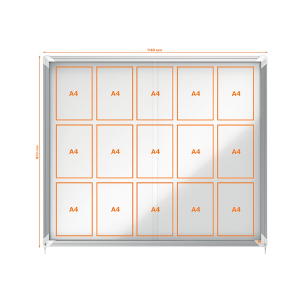 Avizier interior, oțel emailat, 15x A4, geam glisant și cheie, magnetic, alb, NOBO Premium Plus - 3 | YEO