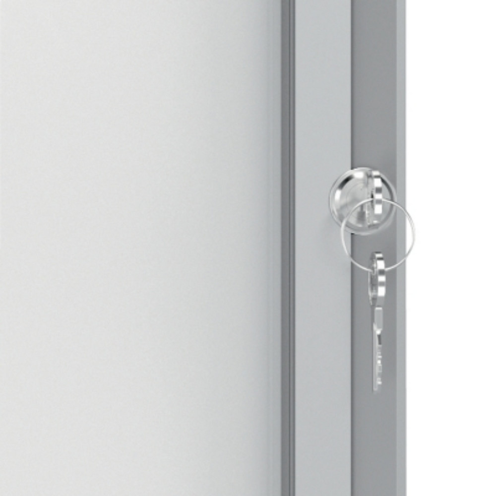 Avizier magnetic NOBO Premium Plus, interior, otel emailat, 8xA4, cu usa si cheie, alb - 1 | YEO
