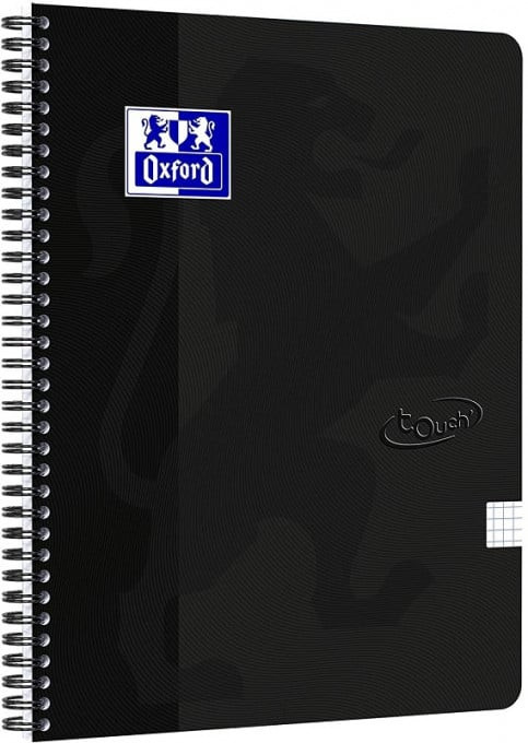 Caiet cu spirala A4, OXFORD School Touch , 70 file-90g/mp, 4 perf, coperta carton - mate