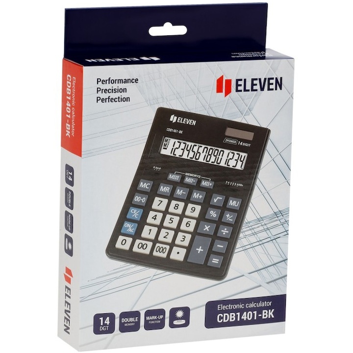 Calculator de birou Eleven CDB1401-BK, 14 digits, 205 x 155 x 35 mm - 2 | YEO