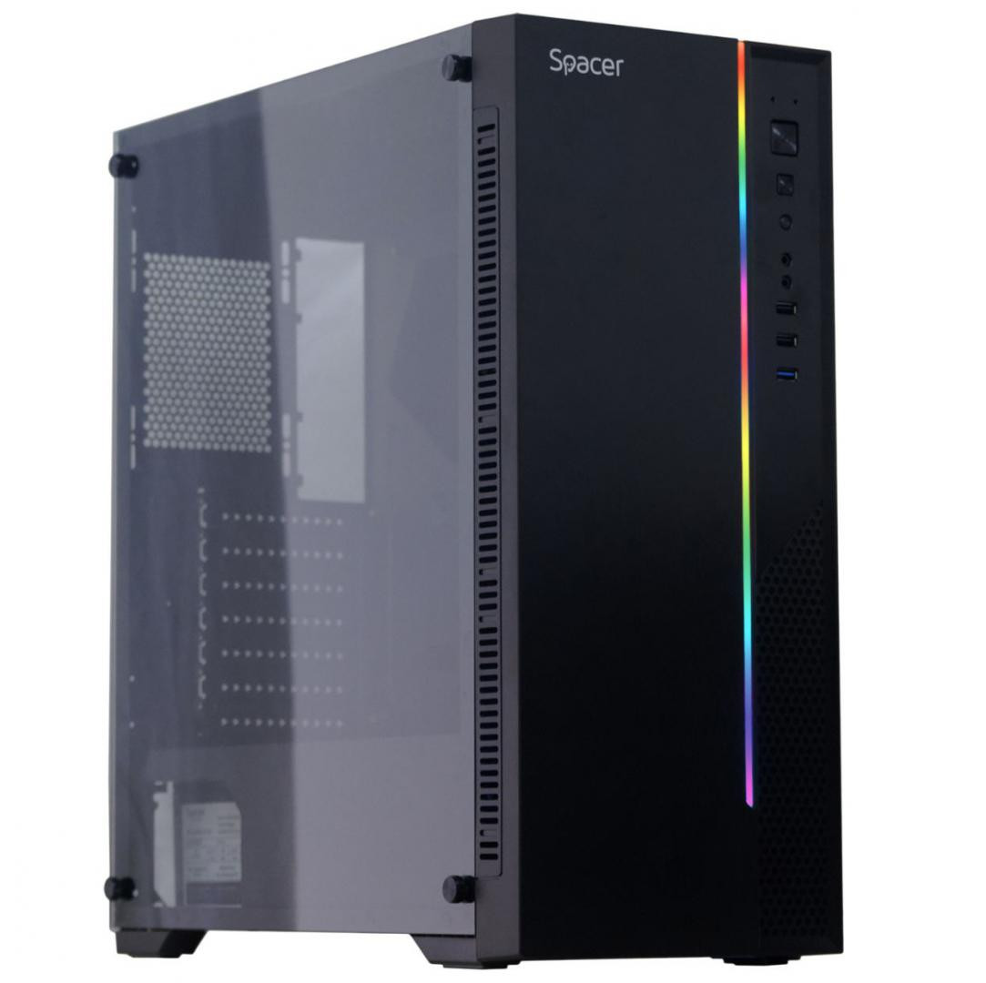 Carcasa Spacer office, Middle Tower, ATX, sursa 300W, 1 x fan, USB 2.0 x 2, USB 3.0 x 1, PSU shroud,