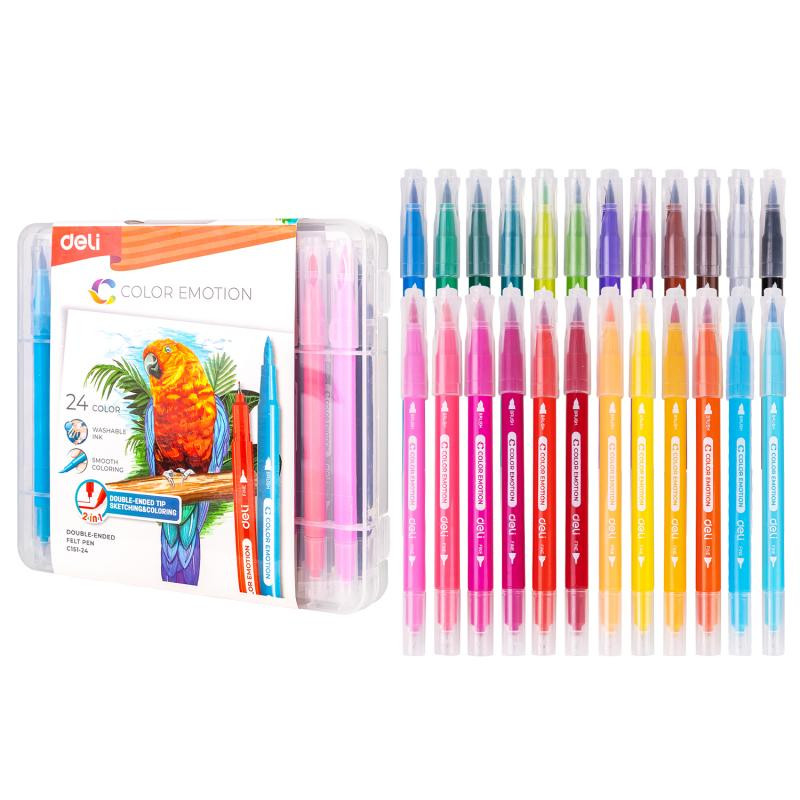 CARIOCI CU VARF PENSULA 24 CULORI CUTIE PLASTIC DELI - 1 | YEO