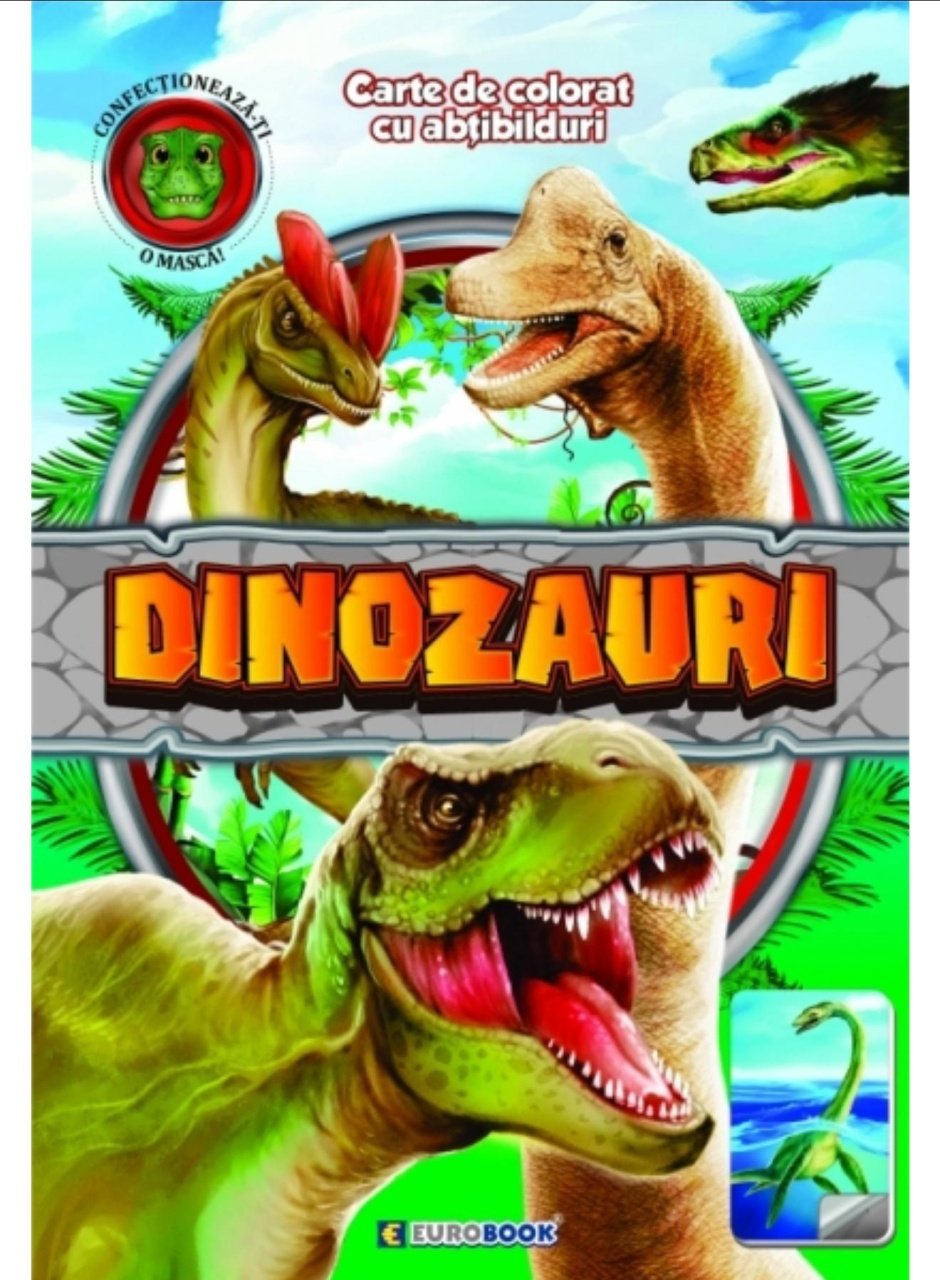 Carte de colorat cu abtibilduri - Dinozauri