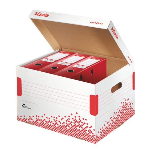 Container arhivare bibliorafturi carton ondulat Esselte Speedbox cu capac integrat