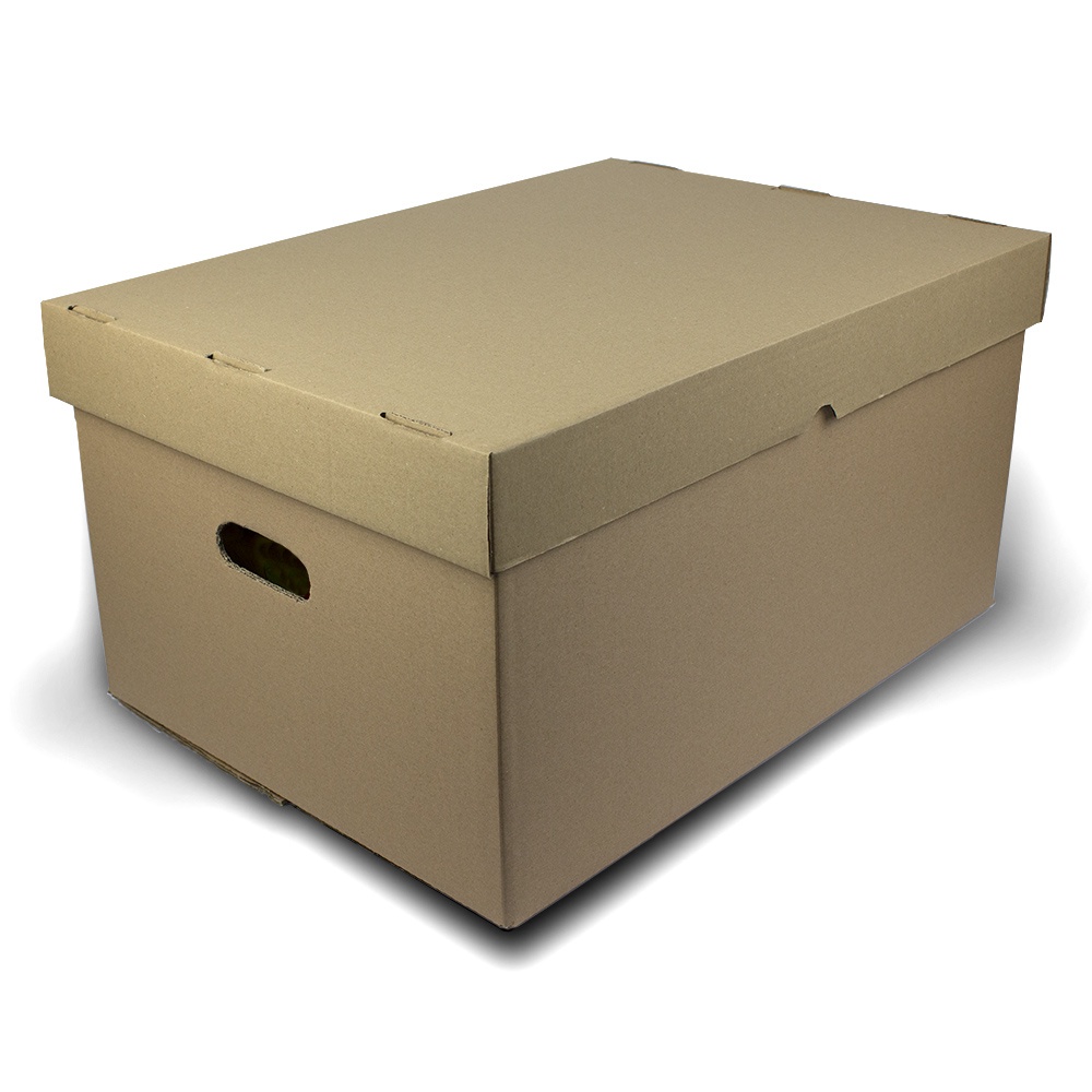 Container arhivare, carton ondulat, 538 x 395 x 283 mm (poate stoca 7 bibliorafturi de 7.5cm sau 3 cutii arhivare de 15cm)