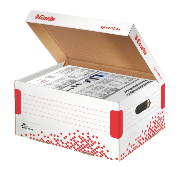 Container arhivare și transport carton ondulat Esselte Speedbox S cu capac 355 x 193 x 252 mm