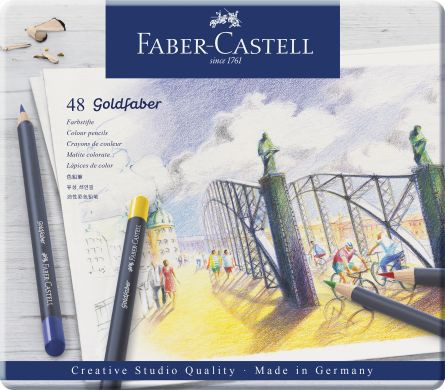 Creioane colorate Aquarelle Faber-Castell Goldfaber, 48 culori pastel