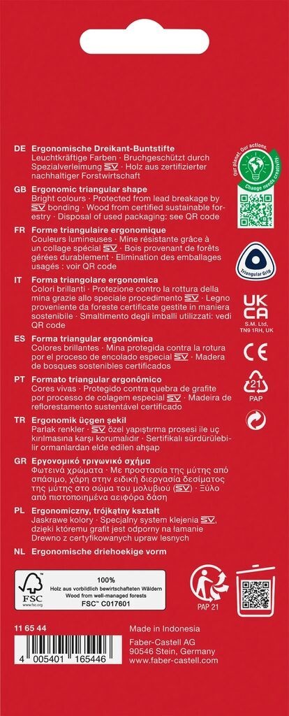 Creioane colorate triunghiulare Faber-castell Ergonomics, 24 culori - 1 | YEO