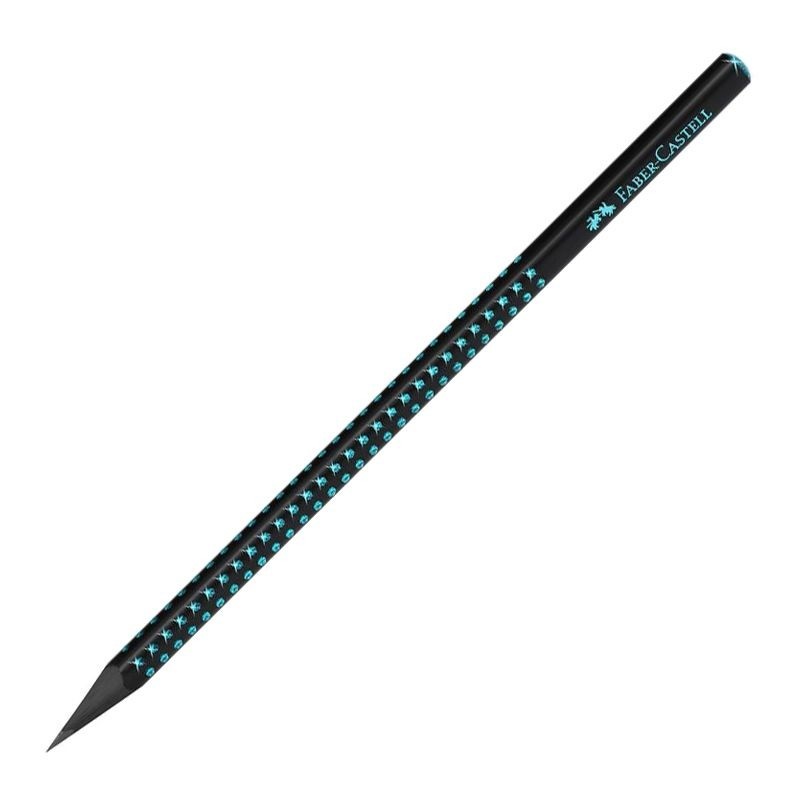 Creion grafit B Faber-castell grip sparkle lemn negru