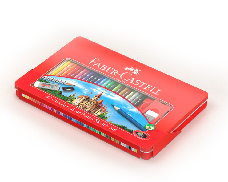 Culori Faber Castell 48/set + 4 Accesorii cutie metal - 1 | YEO
