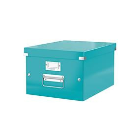 Cutie depozitare carton laminat Leitz Click & Store Medie A4 cu colțuri metalice și suport etichetă - 1 | YEO