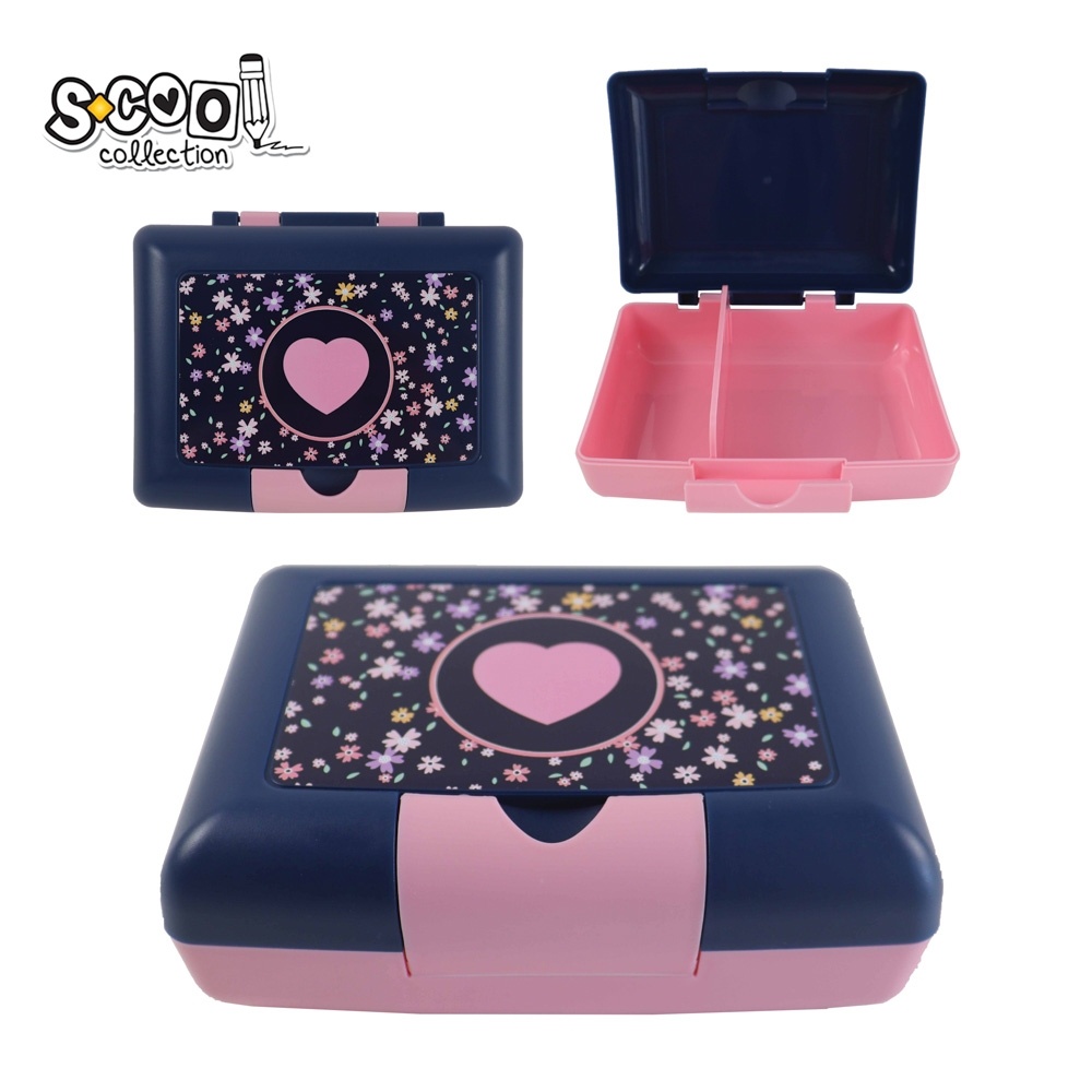 Cutie sandwich compartimentată, S-COOL Pink Heart, 900ml, 17.5x13x6 cm