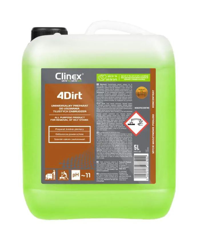 Detergent concentrat universal, pentru degresare și curățare suprafețe murdare, Clinex 4 Dirt, 5 litri