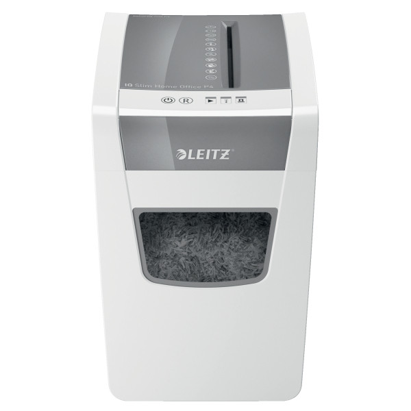 Distrugator documente manual LEITZ IQ Home Office Slim , P4, cross-cut (confeti), 10 coli, cos 23l,