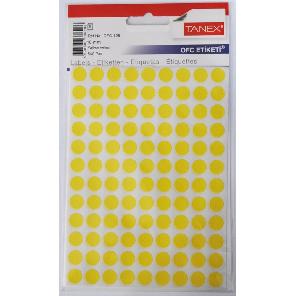 Etichete autoadezive color Tanex, D10 mm, 540 buc/set - 1 | YEO