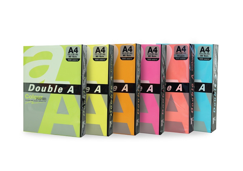 Hârtie color pentru copiator Double A, intens, 100coli/top, A4, 80g/mp - 5 culori asortate