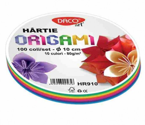 Hartie origami rotunda 10cm 100/set Daco HR910